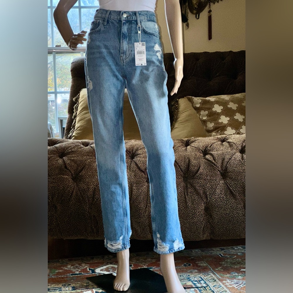 NWT Mango Jeans Straight Leg, high waist, ripped Sz 2, EUR 24